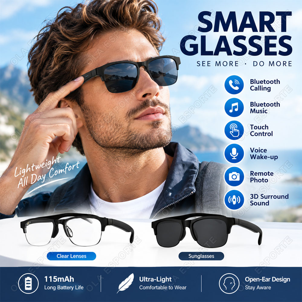 Audio Music Voice - AI Smart Glasses HD Audio Bluetooth