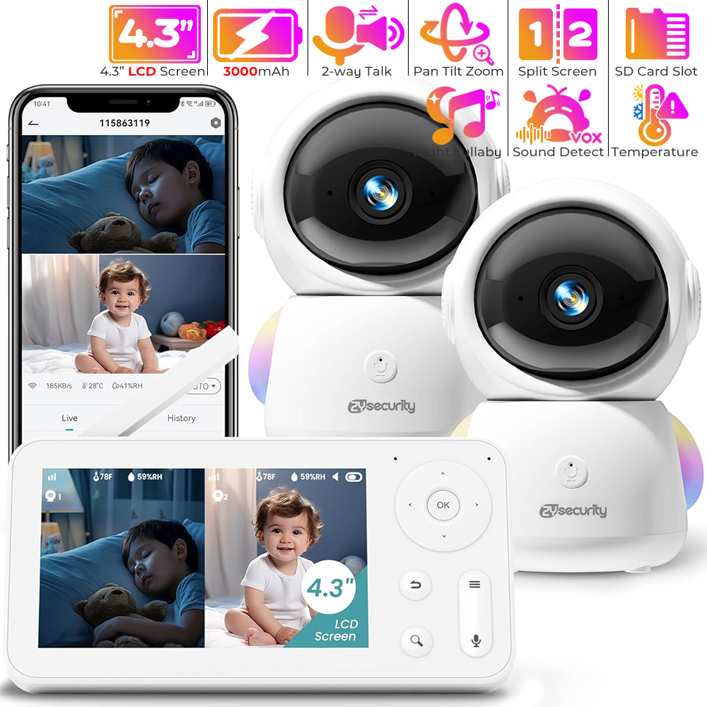 2K Baby Monitor with 2 Cameras - Audio Music Google ulasan dan harga