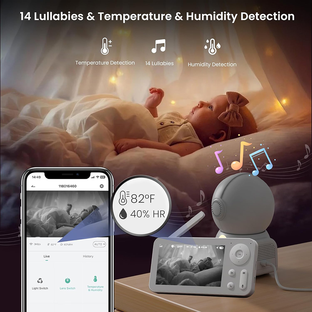 2K Baby Monitor with 2 Cameras - Audio Music Google ulasan dan harga