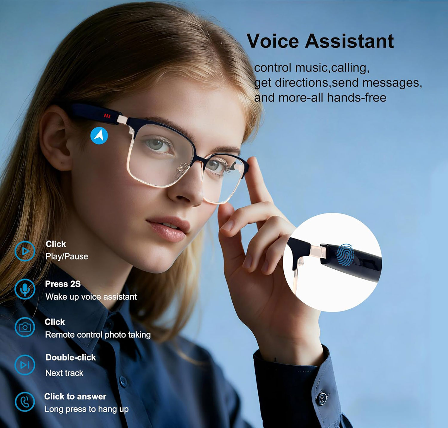 Smart Audio Glasses with Real- - Audio Music Voice ulasan dan harga