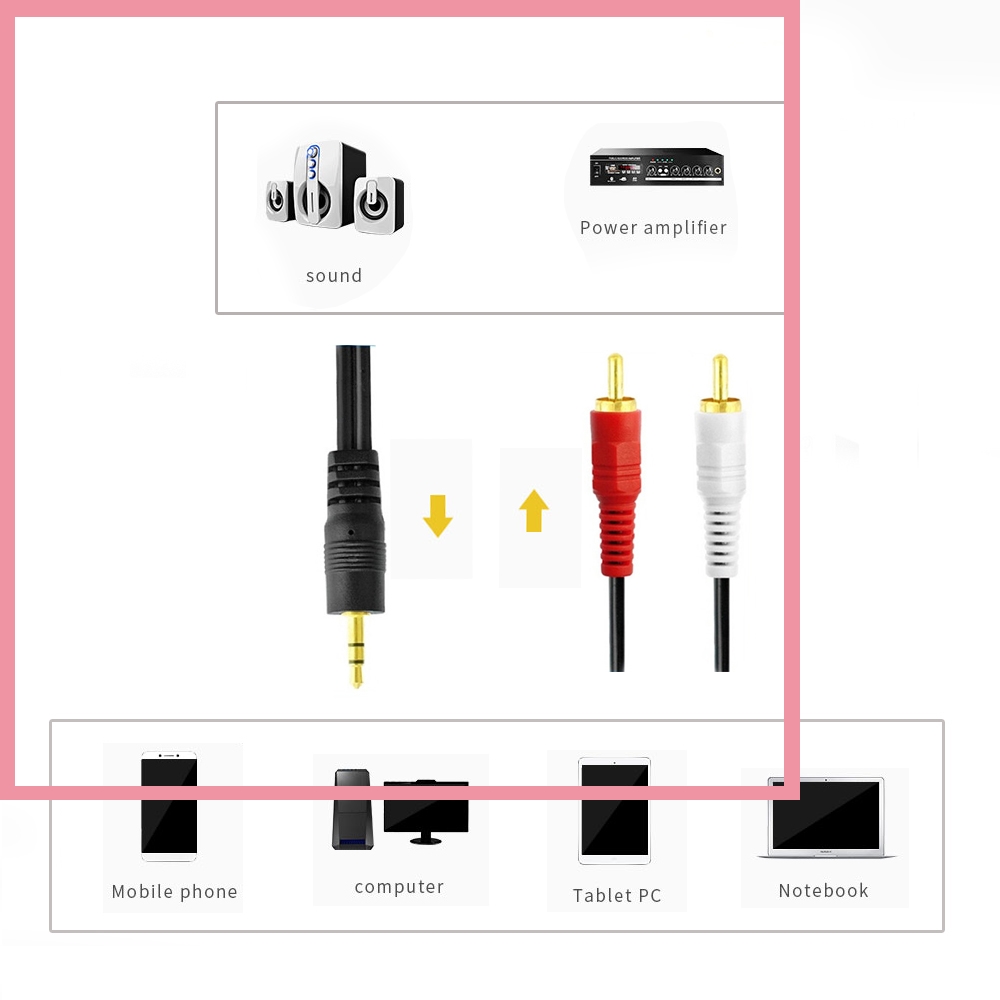 3.5mm Stereo Male Plug to 2 RC - Audio And Music Splitter ulasan dan harga