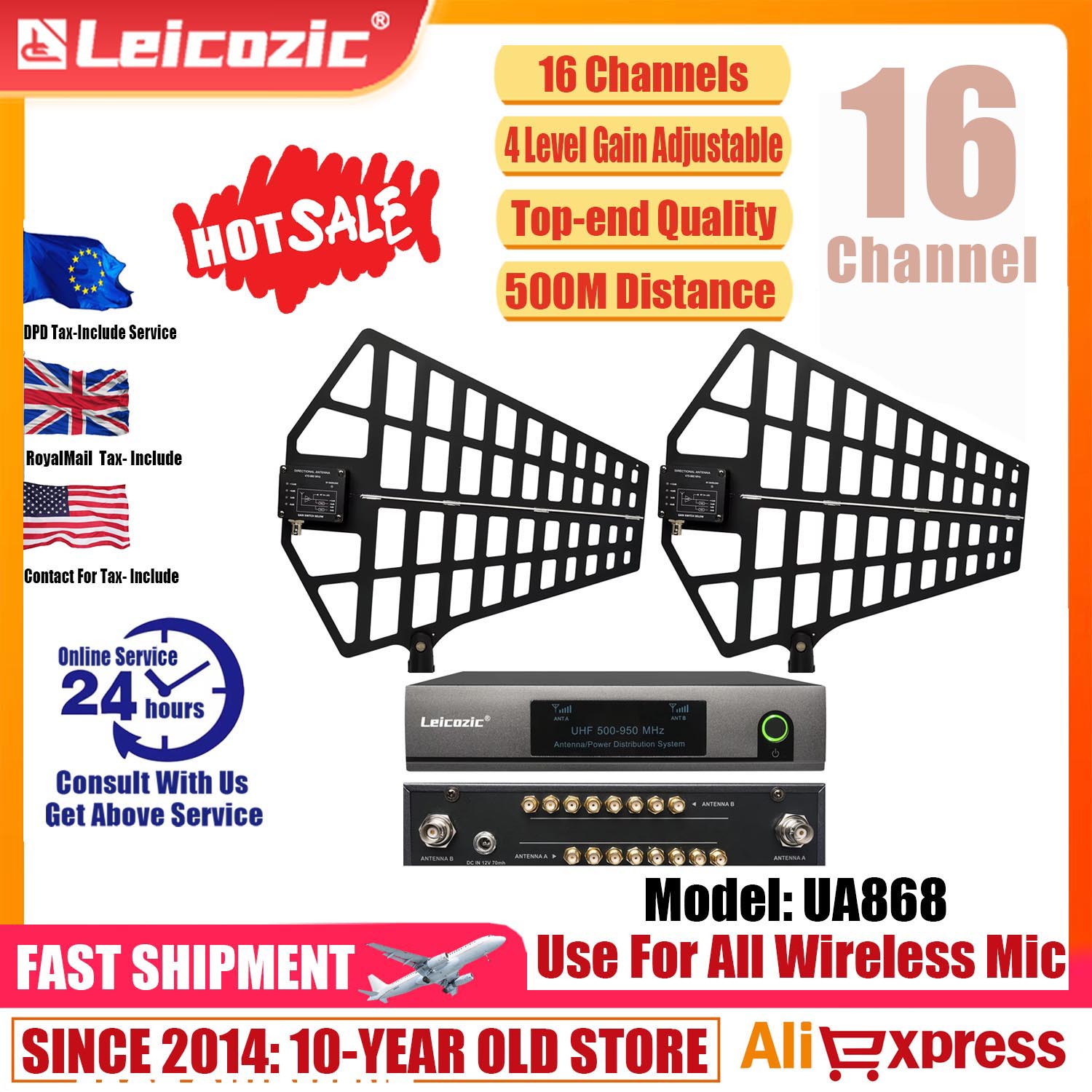 Leicozic 8 Channel Antenna Dis - Audio And Music Splitter ulasan dan harga